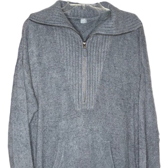 Barefoot Dreams CozyChic Lite High Rib Half Zip Tunic - Carbon - 1X (14-16*) - Picture 3 of 9